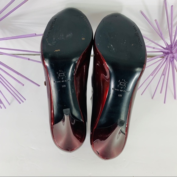 Via Spiga / Patent Wine Color Peep-toe Heel - Picture 7 of 8